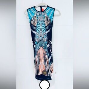 Clover Canyon Black and Blue Patterned Midi Dress